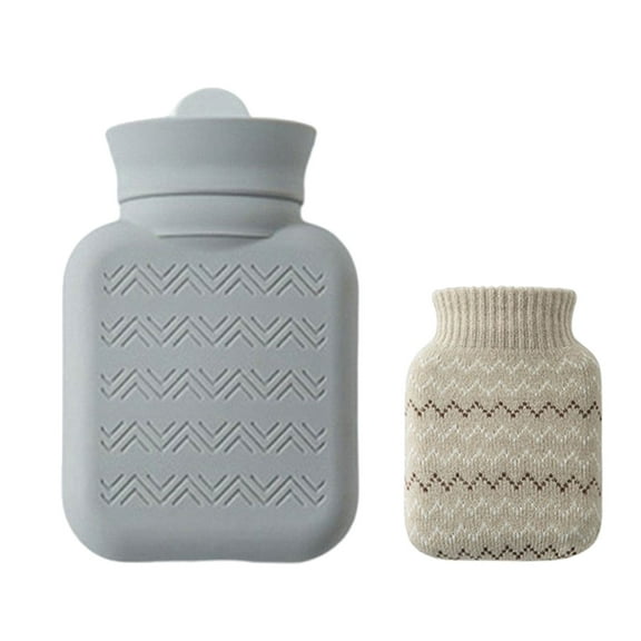 lixuesong Small Silicone Hot Water Bottle 300ml With Soft Sleeve Microwave Water Bottle Water Bag For Winter Use