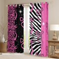 thumbnail image 3 of Homewish Girly Pink Fashion Black Out Curtains, Leopard Cheetah Print Curtains Pack of 2 (42x63 Each), Kawaii Cartoon Ribbon Bow Bedroom Curtains, Window Curtains Decor, 3 of 7