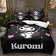 thumbnail image 1 of Sanrio Kuromi Series Funda nórdica Kit de lijado Impresión digital Dibujos animados Anime Linda cama Hogar Juego de tres piezas de dos piezas, 1 of 5