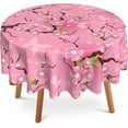 thumbnail image 1 of Nappe Ronde 60 Pouces, Nappe Fleurs de Cerisier Imperméable Résistante aux Taches et aux Plis, Lavable, Housse de Table Ronde pour Maison Cuisine Salle à Manger Fête Pique-Nique Extérieur, 1 of 1