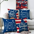 thumbnail image 4 of 4th of July Patriotic Decorative Throw Pillow Cover 18 x 18 Set of 4, America Let Freedom Ring Stars Stripes Porch Outdoor Home Decor, American USA Land That I Love Couch Sofa Cushion Case, 4 of 6