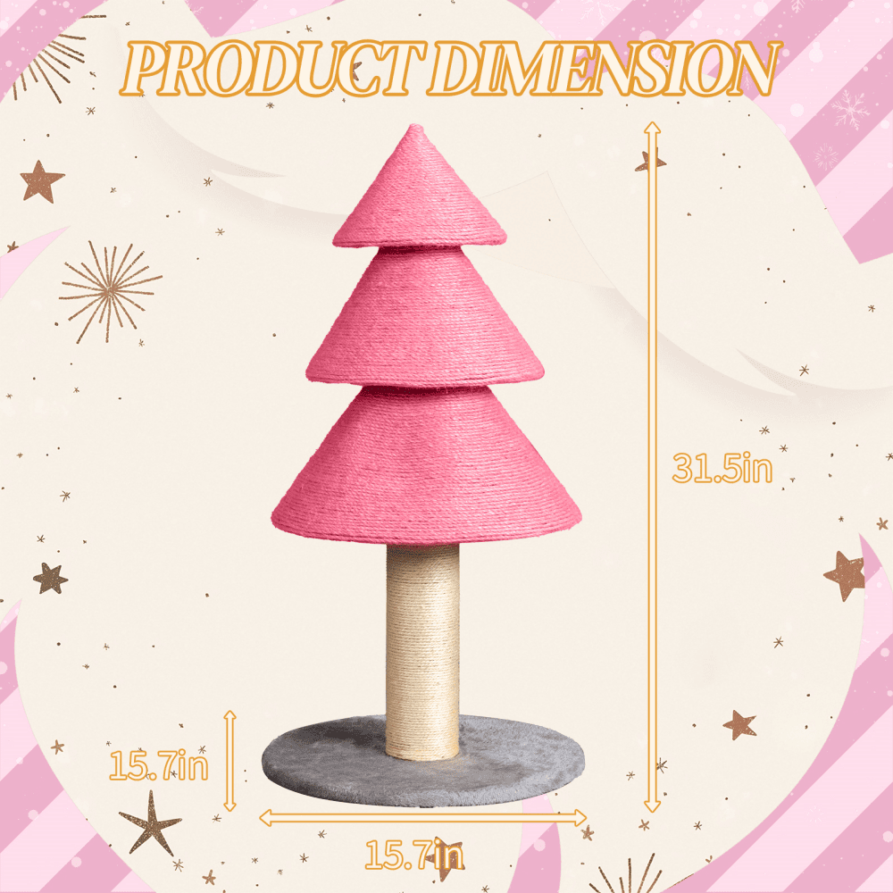 Tcbosik Christmas Cat Tree Tower for Indoor Cats, 31.5in Cat Scratching Post, Kittens Play Activity Center, Pink