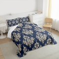 thumbnail image 3 of Manfei Western Damask Print Bedding Comforter Set for Adult, Vintage Flower Floral Twin Comforter Sets, Bohemian Mandala Reversible Bedding Set, Ultra Soft Home Decor, 2pcs, 3 of 8