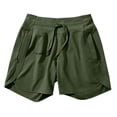 thumbnail image 4 of Miluxas Women's Summer Lightweight Quick Dry Running Shorts Solid High Waisted Workout Gym Track Shorts with Zipper Pockets UPF 50+ Army Green, 4 of 8