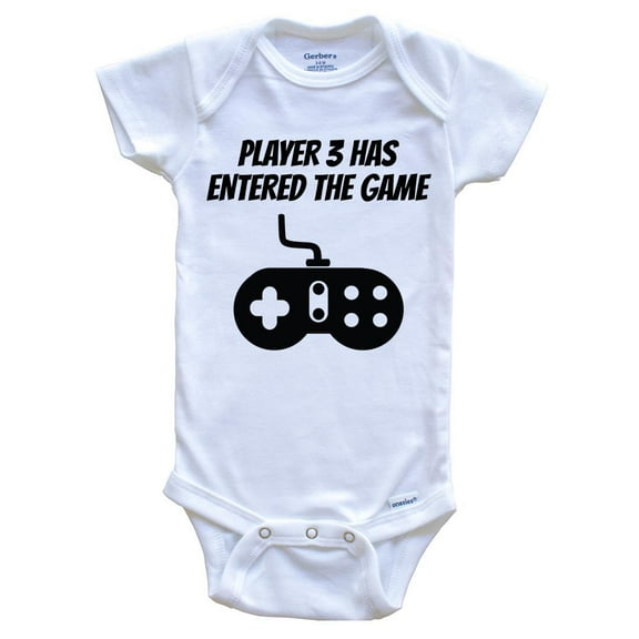 Player 3 Has Entered The Game Funny First Child Baby Bodysuit, 0-3 Months White