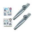 thumbnail image 1 of 2Pcs Metal Kazoos Musical Instruments Flutes Diaphragm Mouth Kazoos Musical Instruments Good Companion for Guitar 2 pcs Silver, 1 of 5