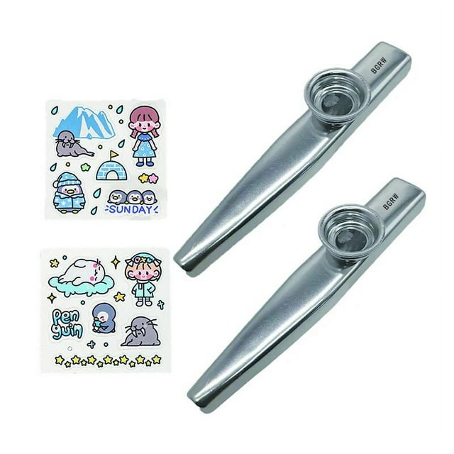 2Pcs Metal Kazoos Musical Instruments Flutes Diaphragm Mouth Kazoos Musical Instruments Good Companion for Guitar 2 pcs Silver