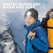 Mens Gifts Beanie with Bluetooth and LED, Christmas Stocking Stuffers Men Women 2 in 1 Rechargeable Winter Beanie V5.0 Bluetooth Hat Lighted Beanie Cap Flashlight Hat for Camping Running Fishing