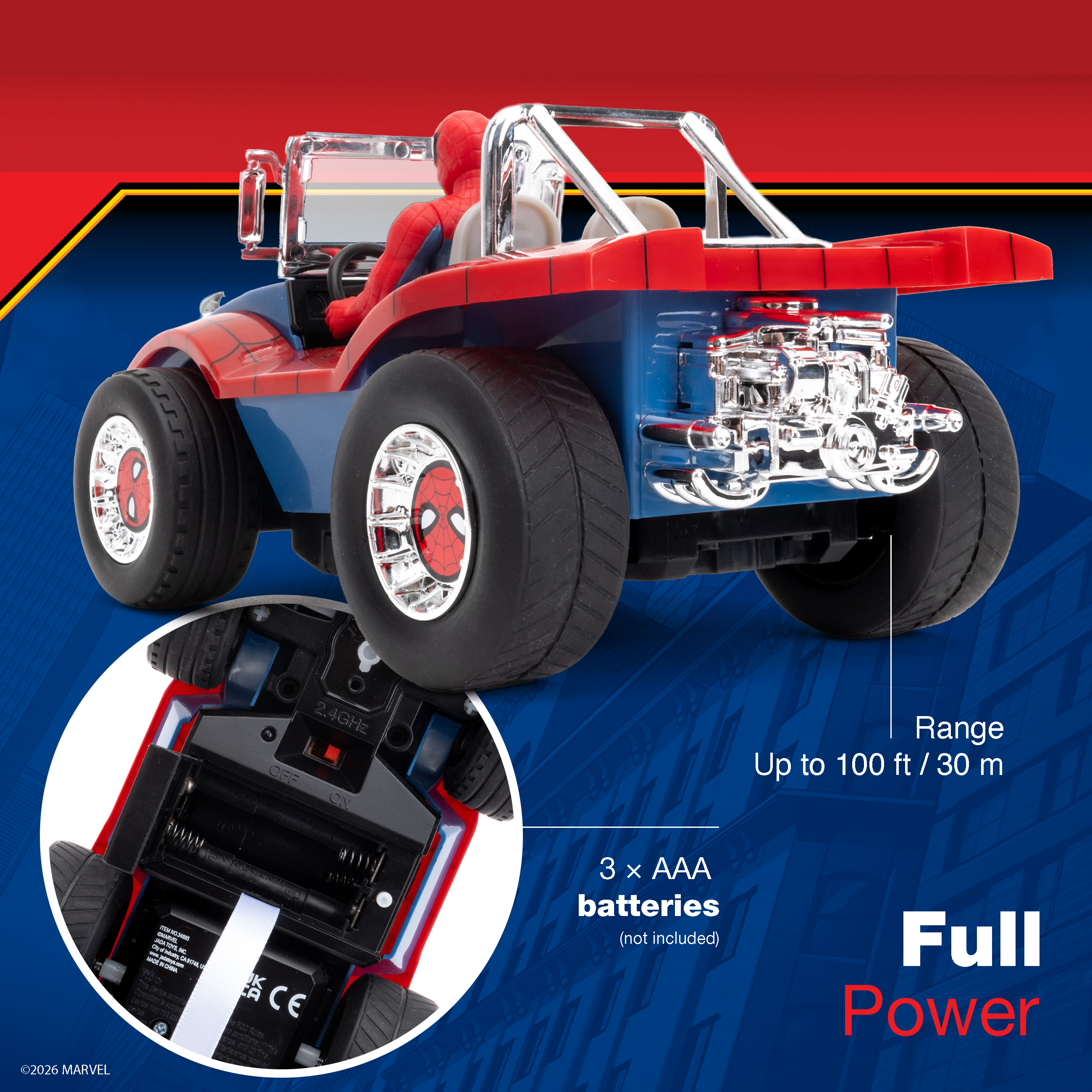 Jada Toys Spider-Man 7" Remote Control Buggy with Figure photo 3