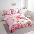 thumbnail image 3 of Homewish Initial L Letter Bedding Comforter Set 7 Pieces, Pink Watercolor Rose Floral Full Bedding Set, Glitter Stars Print Reversible Fitted Sheet Flat Sheet, Luxury Bedroom Decor, 3 of 7