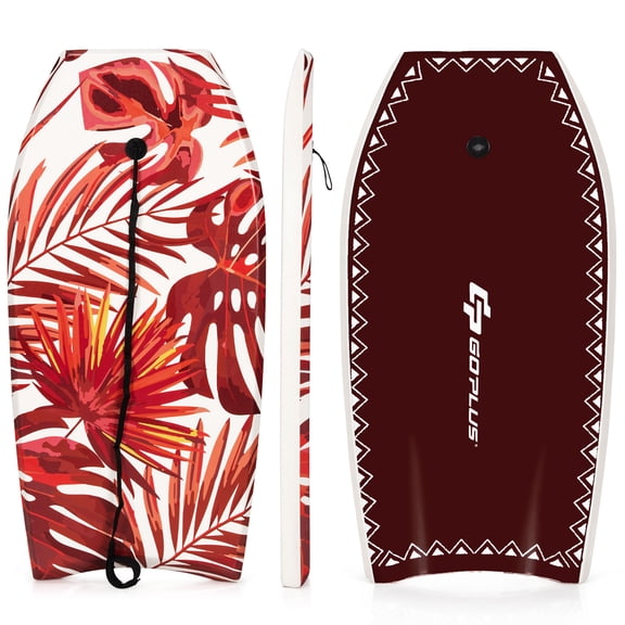 Costway 41'' Bodyboard Lightweight Surfboard W/Wrist Leash Fin EPS Core for Kids & Adults