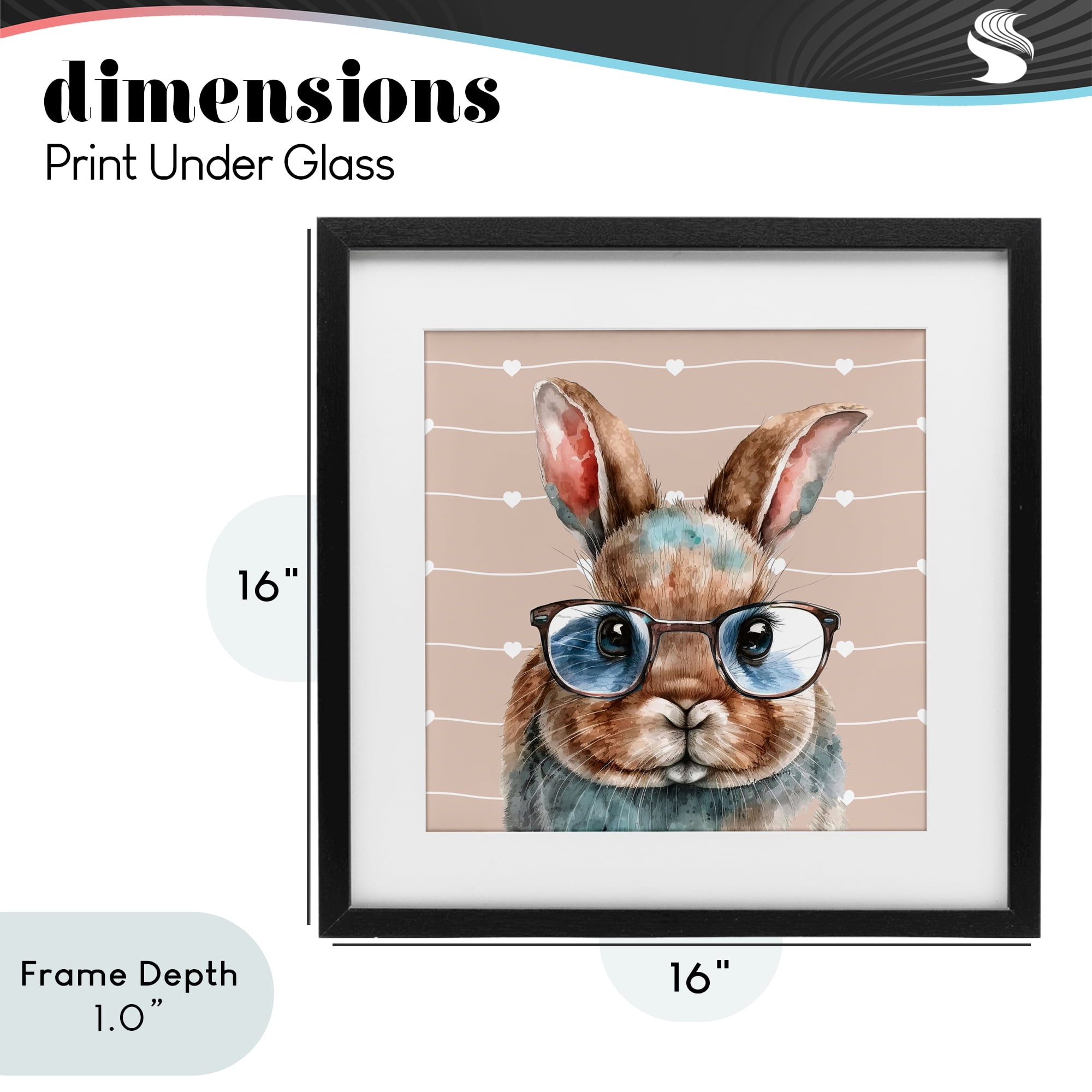 Stupell Industries Buster Rabbit with Specs Black Framed Print Under Glass, design by Yvonne Coleman Burney