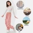 thumbnail image 5 of Rolanko Girls Cargo Pants Wide leg Cargo Sweatpants High Waist Kids Joggers with Pockets 4-14 Years, 5 of 6