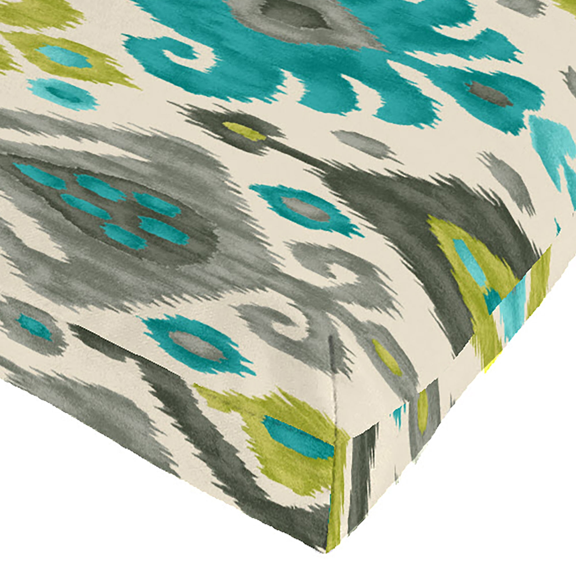Jordan Manufacturing 44" x 22" Paso Turquoise Multicolor Ikat Rectangular Outdoor Chair Cushion with Ties