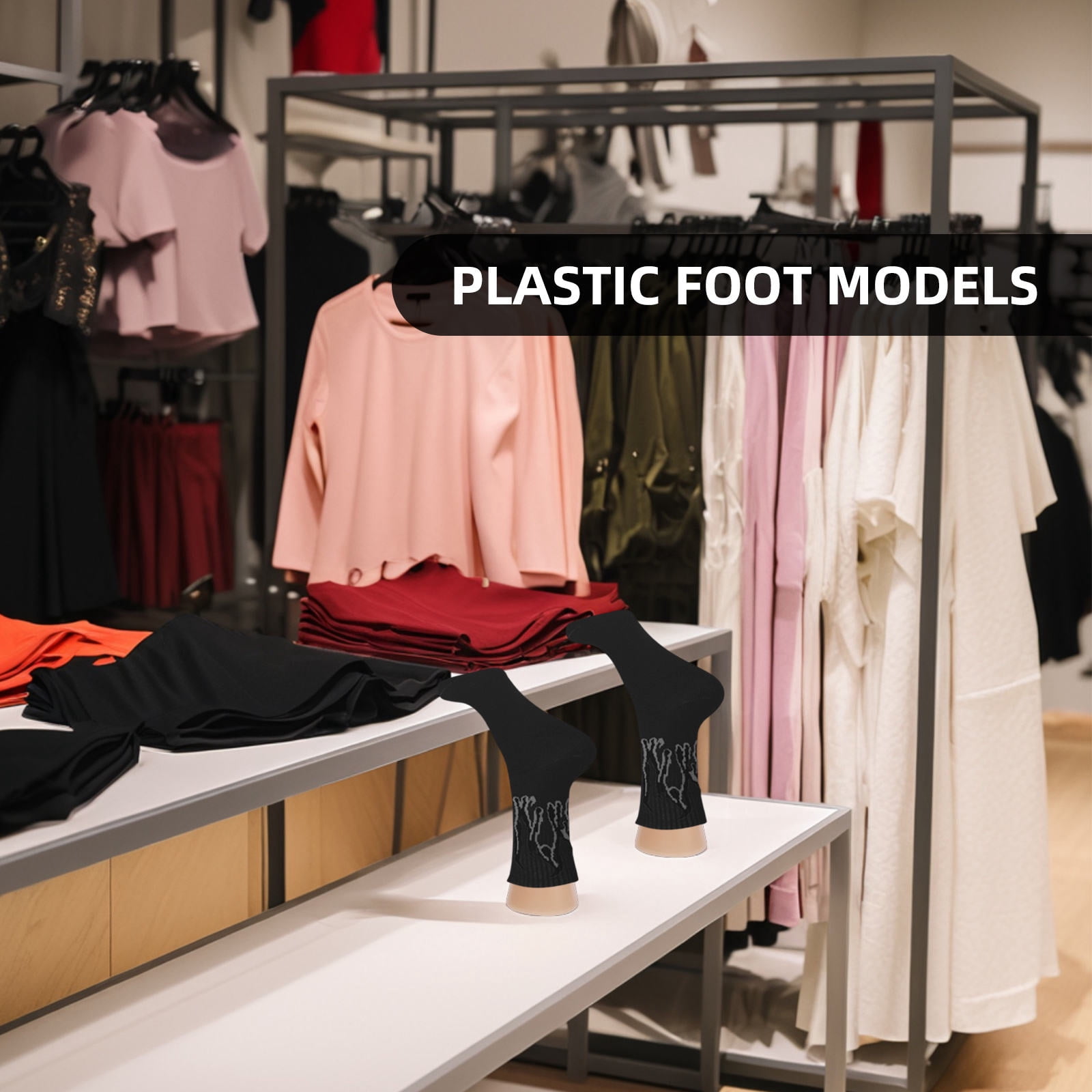 WHAMVOX 2pcs Plastic Foot Mannequin Women Socks Display Mannequin Jewelry Bracelet Stand Shoe Showcase Inverted Foot Model