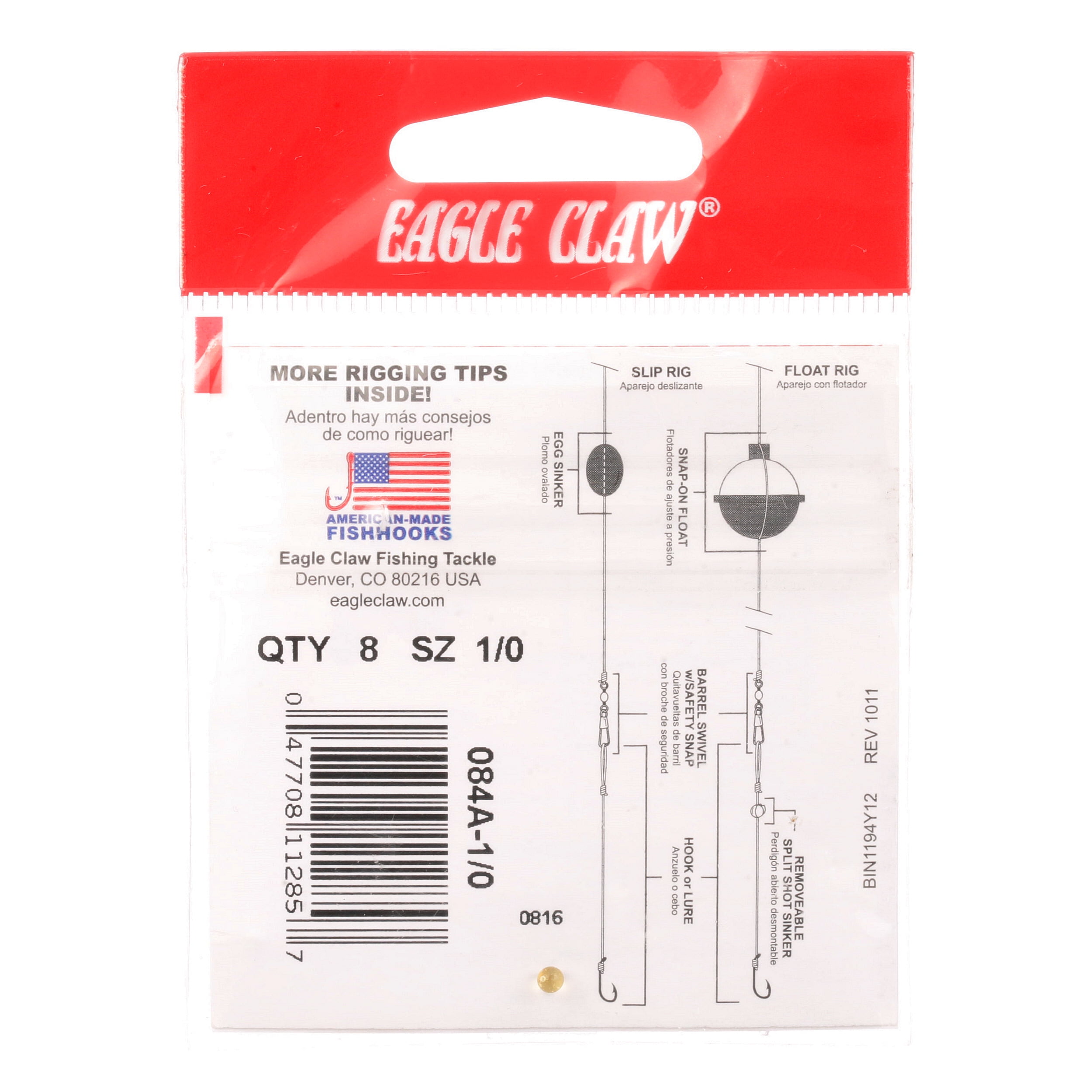 (5 pack) Eagle Claw Lazer Sharp Octopus Long Shank Hook, Bronze, Size 1/0