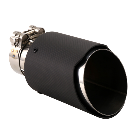 Car Matte Carbon Fiber Exhaust Tip 63-89MM Universal Car Exhaust Pipe Modification Tail Throat Clip-on Tail Pipe