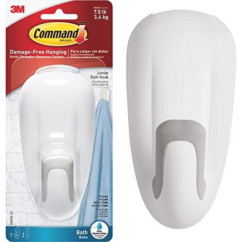 3M Command Bathroom Adhesive Hook - Easy Installation, Interior Use - Multicolor, Adhesive Included
