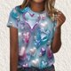 thumbnail image 2 of Mujeres Pantalones Cortos, Moda Impresa Manga Corta Cuello Redondo Camiseta Blusa, Top de Lentejuelas Casual, 2 of 9