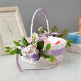 thumbnail image 2 of Purple Wedding Flower Basket - Easter Decorative Basket with Removable Flowers, Portable Home Decor, 2 of 6