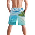 thumbnail image 3 of Dailycode Men's Quick Dry Swim Trunks Beach Shorts Casual Summer Board Shorts with Pockets, Beach and Blue Sea, 3 of 8