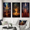 thumbnail image 1 of Designart "City of Light Final Destination II" Abstract Landscape Framed Wall Art Set Of 3 - Gold Abstract Landscapes Frame Gallery Set For Office Decor, 1 of 6