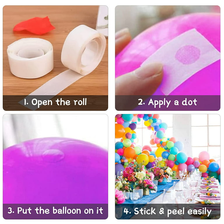 EXCEART 20 Roll Glue Points Tape Balloon Chain Tape Glue Adhesive Points  Tape Balloon Glue White Decorate Dot