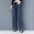 thumbnail image 5 of Gibobby Pantalones de mujer con forro polar Jeans rectos de estilo casual con forro polar para mujer(Azul oscuro 31), 5 of 5