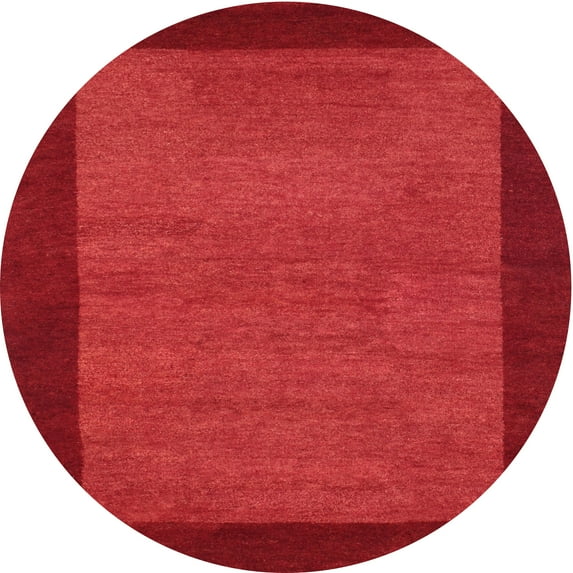 Ahgly Company Machine Washable Indoor Round Contemporary Ferrari Red Area Rugs, 5' Round