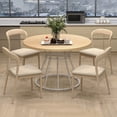 thumbnail image 4 of Costway 47” Round Dining Table with Wooden Tabletop, Metal Base for Home Dining Room Natural+ White, 4 of 10