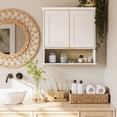 thumbnail image 3 of RiverRidge Shorewood Two-Door Bathroom and Laundry Rattan Wall Mount Storage Medicine Cabinet with Open and Adjustable Shelf - White, 3 of 6