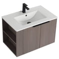 thumbnail image 5 of Fine Fixtures 30" Elmridge Modern Bathroom Vanity with White Ceramic Sink - Wide Interchangable Open Side Shelves - Gray Oak, 5 of 15
