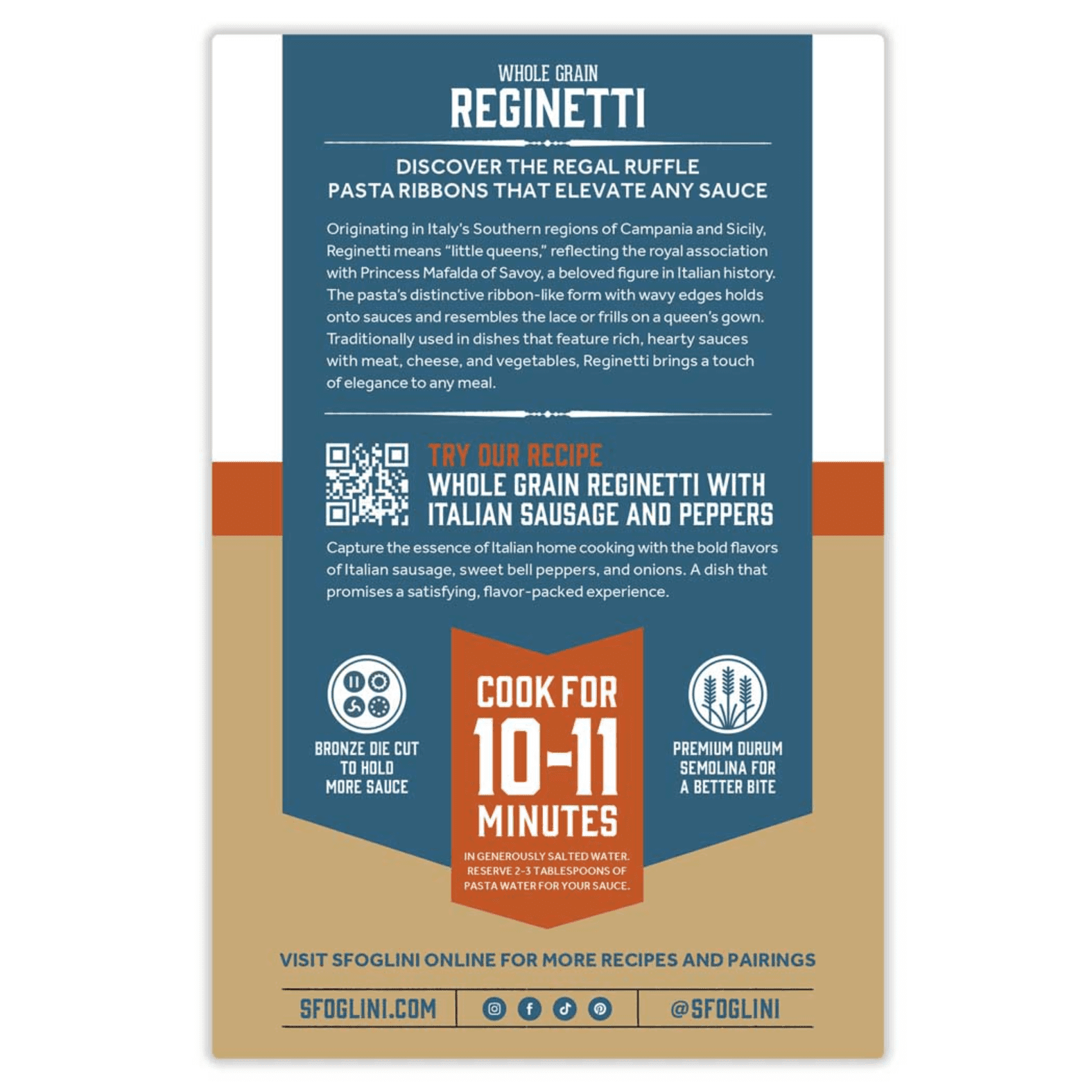 (3 pack) Sfoglini Organic Whole Grain Reginetti Pasta, Shelf-Stable, 12 oz Box