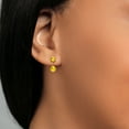 thumbnail image 4 of Gem Stone King 14k Yellow Gold Yellow Sapphire and Yellow Sapphire Two Stone Dangle Earrings for Women (0.99 Cttw, Gemstone September Birthstone, Round 4MM, Round 3MM), 4 of 4