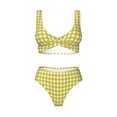 thumbnail image 4 of Daiia Yellow Checkboard Women's Bikini Set Two Piece Swimsuit High Waisted Bikini Adjustable Straps Bikini Perfect for Beach, Pool, and Summer Vacation-X-Large, 4 of 9