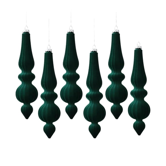 Homenest Set of 6 Irregular Flocked Christmas Baubles 17cm Large Velvet Hanging Ornaments for Tree Wreath Holiday Scene Decor
