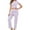 Purple, variant on VISALY Pajama Sets Matching Pajama Set Women's Sleepwear Short Sleeve Shirts Crewneck Tank Tops Crop Tops with Long Pants Sleepwear Set Loungewear Black L