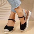 thumbnail image 5 of Modisza Women Espadrilles Wedge Sandals Summer Casual Walking Sandal Closed Toe Arch Support Shoes with Buckles Ankle Strap Black Size 5.5, 5 of 7