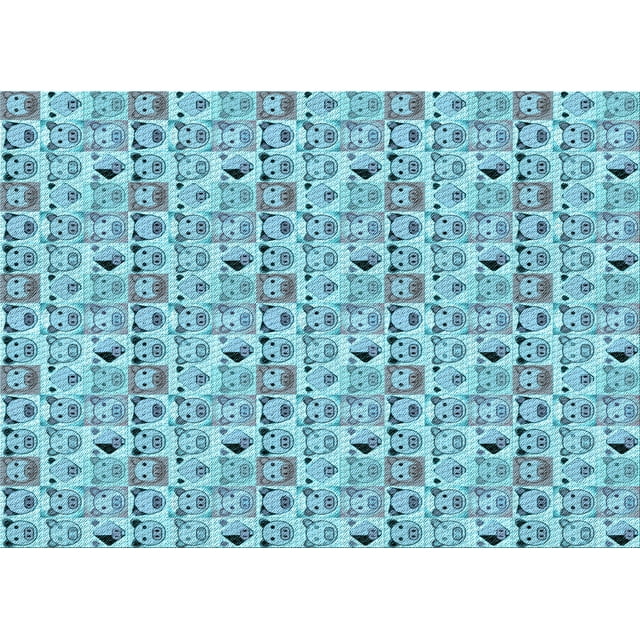 Ahgly Company Machine Washable Indoor Rectangle Transitional Glacial Blue Ice Blue Area Rugs, 5' x 7'