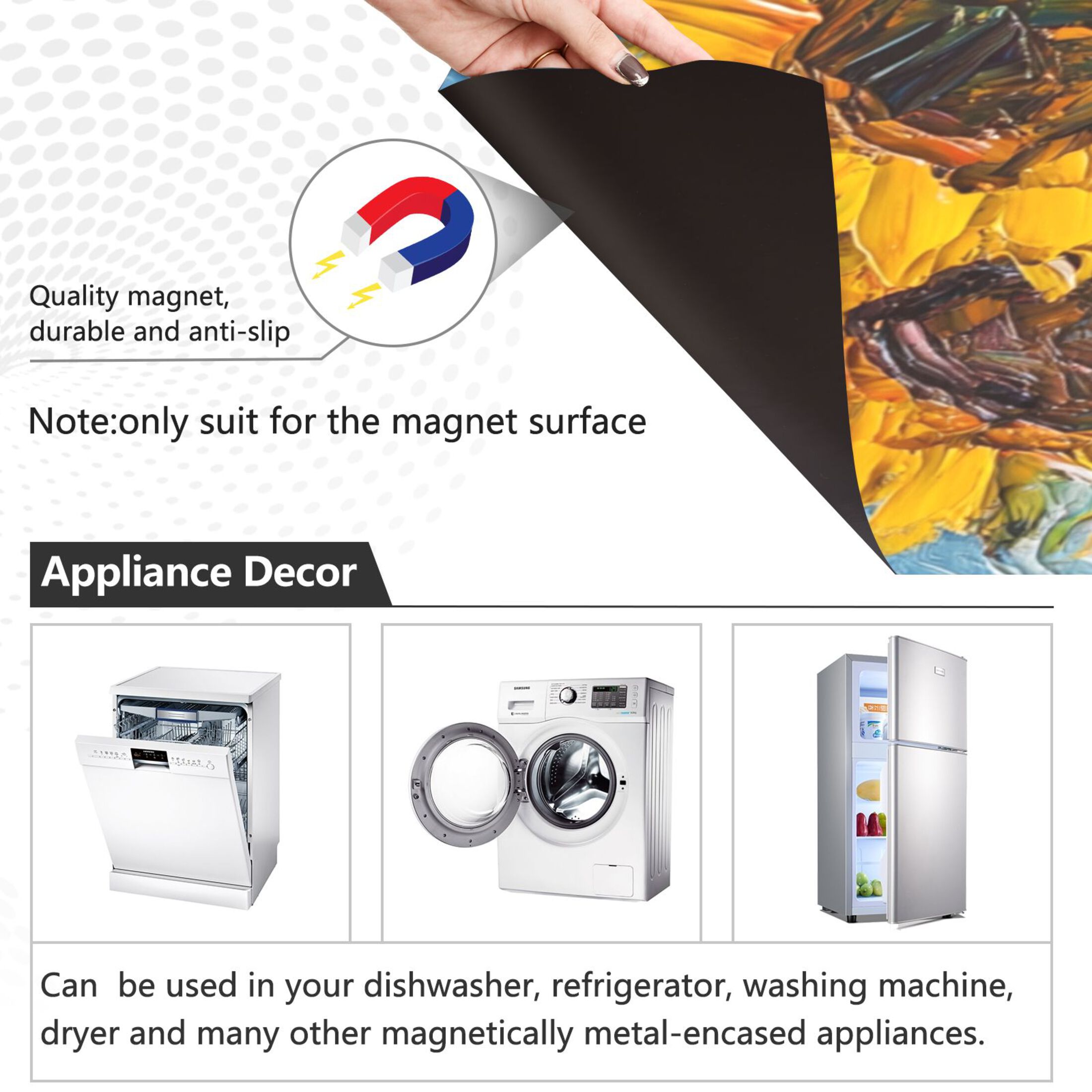 Dishwasher Magnetic Sticker 23x26 Inch Refrigerator Magnetic Sticker Washing Machine Magnetic Sticker Kitchen Panel Magnetic Sticker Home Decor Beautiful Sunflower Cat