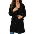 thumbnail image 4 of Abrigo De Cuello Con Muescas, Elegante Abrigo De Doble Botonadura Con Bolsillo Con Solapa De Color Puro Para Fiestas ANGGREK Negro XXL, 4 of 7