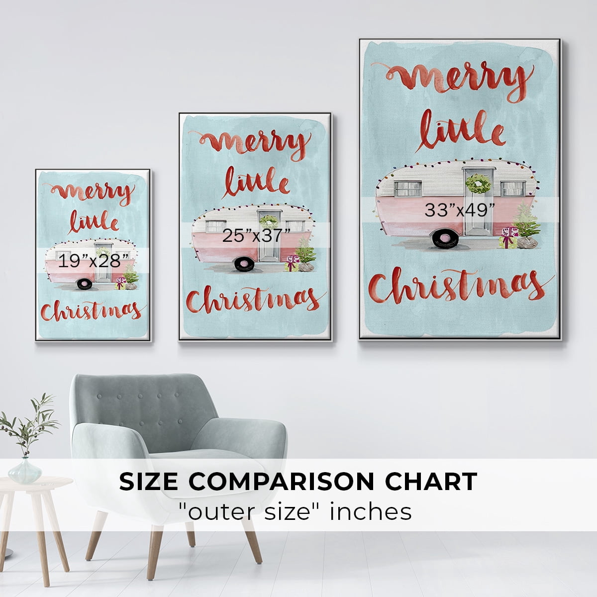 Christmas Cars Collection B - Framed Gallery Wrapped Holiday Canvas - 27 x 41 - White Frame