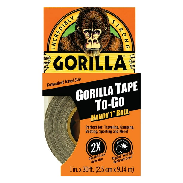 Gorilla Black Duct Tape ToGo, 1 in x 30 ft Single Roll