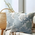 thumbnail image 6 of Nautical Coastal Pillow Covers 18x18 Inch Set of 2 Blue Beach Theme Ocean Seashell Coral Starfish Throw Pillow Covers Summer Outdoor Pillow Cases Cotton Linen Cushion Covers for Couch Bed Sofa Decor, 6 of 6