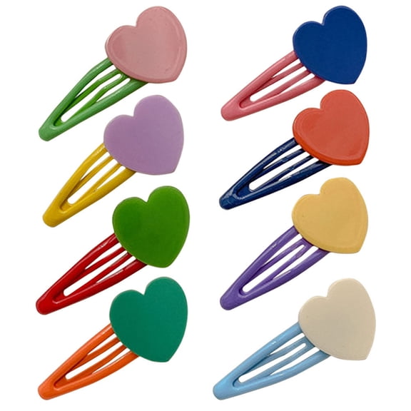 LOLIPPYY Adorable Heartshaped Kids Hair Clips for Decoration Assorted Color Iron Material Lightweight 8 Pieces