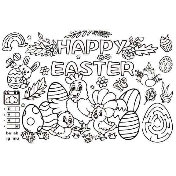 Easter Placemats Bunny Table Mats Seasonal Spring Disposable Place Mats Happy Easter Rabbit Flowers Placemat for Party Kitchen Dining Holiday Table Decoration