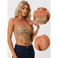 thumbnail image 2 of Unique Bargains Women's Retro Floral Print Cami Lace Sleeveless Crop Top S Brown, 2 of 6