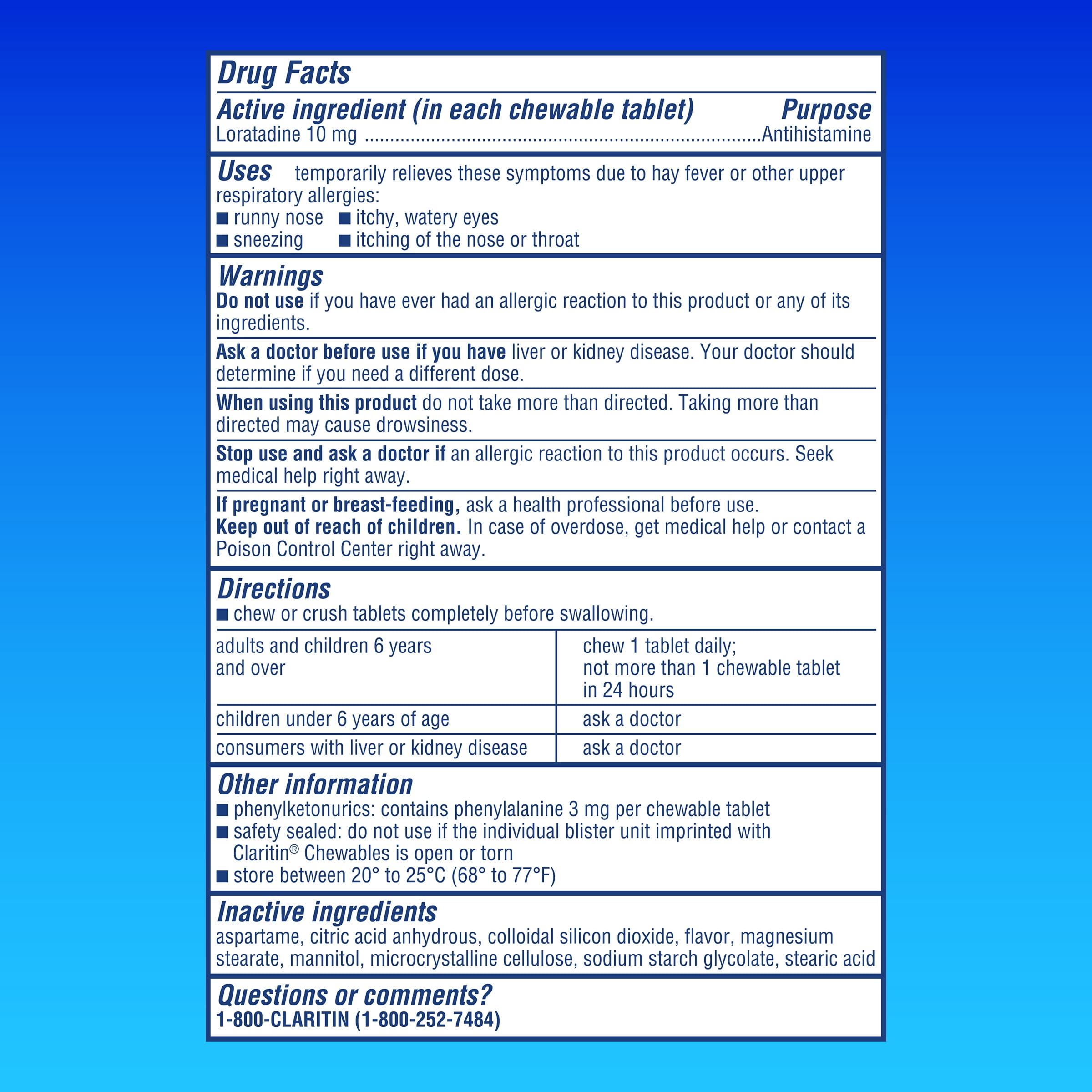 CLARITIN Juniors Max Strength 24hr. Chewable 10mg. Grape 30ct