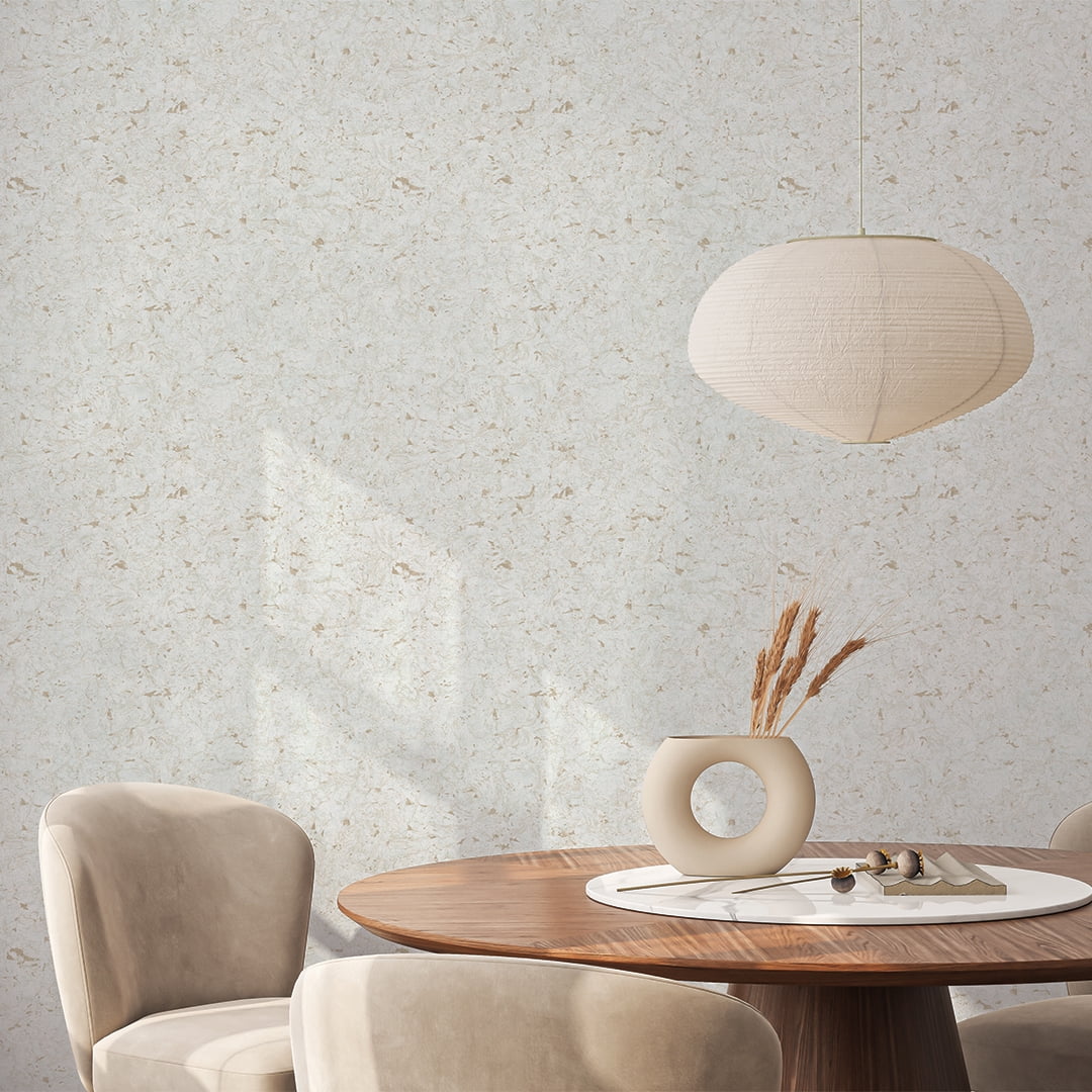 Tempaper Faux Cork White & Metallic Gold Peel and Stick Wallpaper, 20.5" x 16.5'
