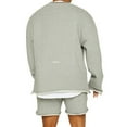 thumbnail image 5 of FRSASU Mens 2 Piece Cotton Outfits Crewneck Long Sleeve Sweatshirt and Joggers Shorts Sets Gray, 5 of 5